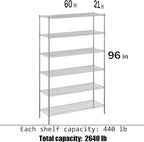 Regal Altair 21" Deep x 60" Wide x 96" Height Wire Shelving Kit | 6-Tier | NSF Commercial Storage Rack Unit