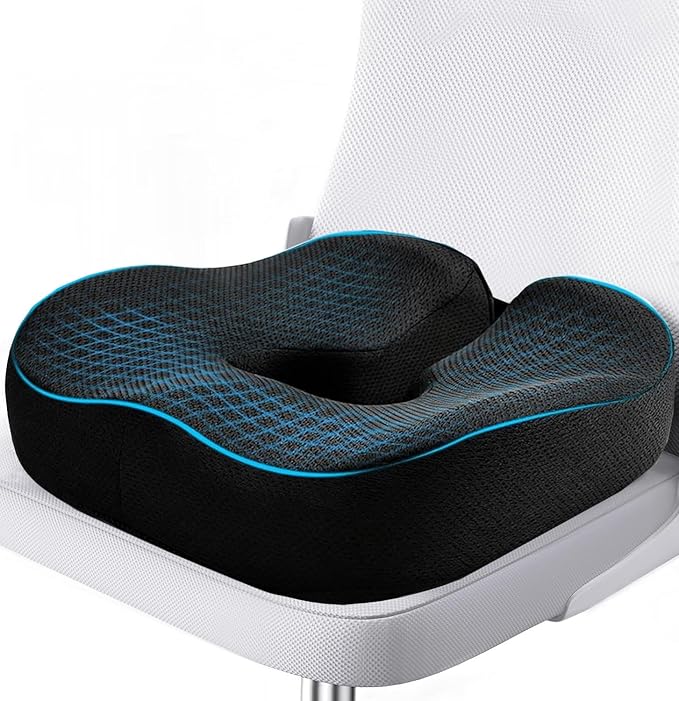 LSMColda Extra-Dense Seat Cushions for Office Chairs, Orthopedic Seat Cushion for Desk Chair, Car, Wheelchair, Ergonomic Sciatica Support, Hip & Tailbone Pain Relief Cushion for Long Sitting (Black)