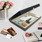 Lineco Folio Storage Box, Clamshell Design with Metal Edge. 13.5x19.5x1.75 Inches, Archival Boxboard, Preserve Photos, Cards, Magazines, Documents, Art, Ephemera, Family Records, Black, Pack of 2