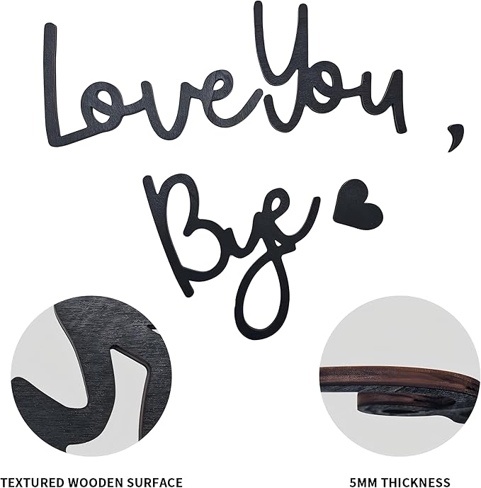 Love You Bye Wood Sign Home Decor,Above Door Topper Decoration,Boho Decor for Window Wall Express Love and Warm for Your Family Lovers,Wall Art Gift Hallway Entryway Door Decorations for House Office