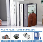 Lauvee Book Ends, Large Sturdy Wooden Bookends for Shelves - Heavy Duty Non-Slip Book Organizers, Decorative Bookend Holders for Home Office, Library, Black Wood Universal Economy Bookend, 1 Pair