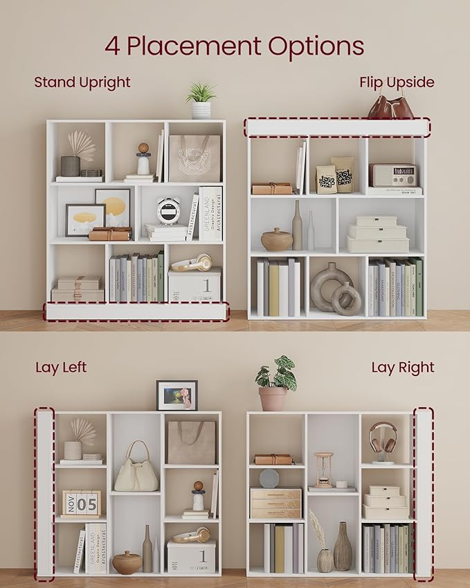 VASAGLE Custos Collection - Bookshelf, 3-Tier Bookcase, Book Shelf, Open Storage Shelf, 9.4 x 35.4 x 39.4 Inches, for Living Room, Home Office, Dining Room, Cloud White ULBC455W01