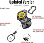 MNGARISTA 2-Pack Upgraded Retractable Keychain, 10 OZ Retraction, 31.5" Stainless Steel Cord, Heavy Duty Carabiner Badge Holder, ID Badge Reel with Badge Strap and Key Ring