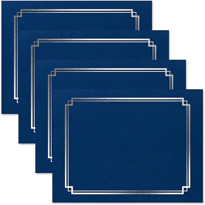 Fine Stationery Classic Elite Award Certificate Collection - Includes 25 Certificate Papers (White/Blue), 25 Heavy Linen Folders (Blue/Silver), 25 Silver Foil Seals, Laser & Inkjet Printer Compatible
