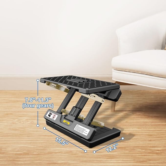 Arejonner Foldable Foot Rest, Computer Foot Rest Under Desk, 12Modes Adjustable Ergonomic for Office, Loading Capacity 80 pounds, Removable EVA Cushion, All-Season(Black)