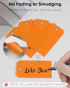 Uniclife 120 Pcs Orange Plastic Tags for Labeling 4.7"x 2 3/8" Plastic Shipping Tag with Wire Writable Waterproof Tag Price Tags with Reinforced Eyelet Blank Hang Label for Luggage, 4.7" L x 2 3/8" W