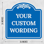 Custom Decorative Sign, Personalized Metal Sign for Business, Driveway, Home, Airbnb, Office Door Plaque, Blue Background, 24x24 Inches, ACM, Fade Resistant, Made in USA