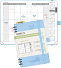 POPRUN Pocket Monthly Planner 2026-2027 (Small Size 4.25" x 6.25") 18 Months Calendar Book(Jan 2026 - Jun 2027) - 4 Pages per Month with Expense & Notes, Leather Cover, Sunday Starts - Blue