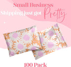 Pretty Package Store 14.5x19 Designer Poly Mailer 100 Pack Heavy Duty Waterproof Self Seal Shipping Bags for Small Business Large Mailing Envelopes Bulk Tear Resistant Packaging Pink Blooms Flowers