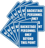 Portrait Round Backstage Personnel Only Beyond This Point Door or Wall Sign Easy Installation | Music | Concert | Festivals Sign (Blue) - Medium (10 Pack)