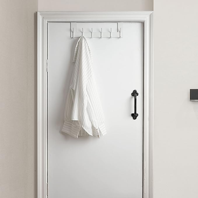 WEBI Over The Door Hooks,Over Door Towel Rack,Door Hanger,Door Coat Hanger,Door Coat Rack,Door Hooks for Hanging Clothes,Back of Door,White