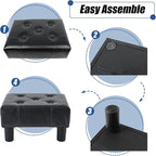 BRIAN & DANY Small Foot Stool, Leather Foot Stools with Legs, Stable Small Footstool for Living Room, Black