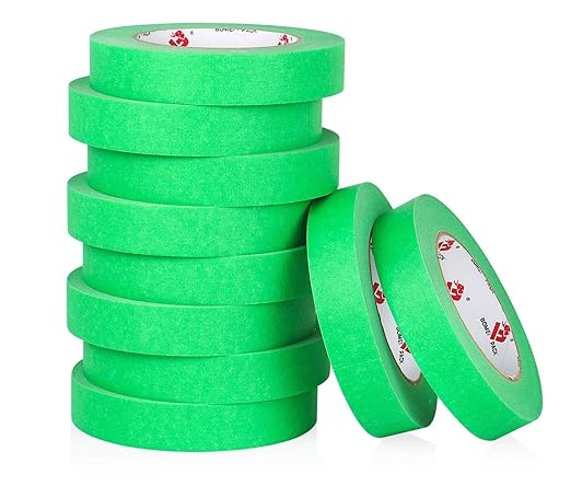 BOMEI PACK Painters Tape 1 Inch - Green Paint Tape 10 Rolls x 1 Inch x 55 Yards - Painter's Tape Green Masking Tape for Walls Painting, DIY Crafting, and School Projects, Total 550 Yards