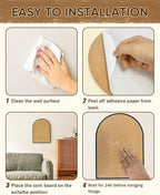 YINGXUN Self-Adhesive Arch Pin Cork Board, 10.4" x 14.4" 1/2" Thick (Black)