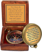 For I Know The Plans I Have For You, Jeremiah 29:11, Solid Brass Directional Engraved Compass, Baptism Gifts for Boys Girls, First Communion, Christian Gifts for Men, First Confirmation Gifts for Boys