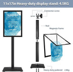 STANDNEE Heavy-duty Poster Stand Holder 11"x 17" Pedestal Floor Standing Sign Holder Vertical and Horizontal View Sign Display, PVC Magnetic Frame, Black