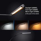 Electra™ Table Lamp: 3 Color Temperatures (Daylight 6000K/Cool 4000K/Warm 2700K), 95+ CRI LED, Dimmer Switch, Flexible Arm, Desk Lamp for Artists, Crafts & Office (Black, 2500 Lux at 12")