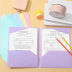 Henoyso 12 Pcs Plastic Folders with Clear Front Pockets Heavy Duty File Folders with 2 Pockets and Card Slot for Student Communication School Office Presentation Report (Pastel)