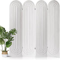 Asnefeli 4 Panel Room Divider and Folding Privacy Screen, Foldable Wood Arched Room Divider Wall, Portable Partition Screen, Room Partition Divider for Room Separation for Home Office Bedroom, White