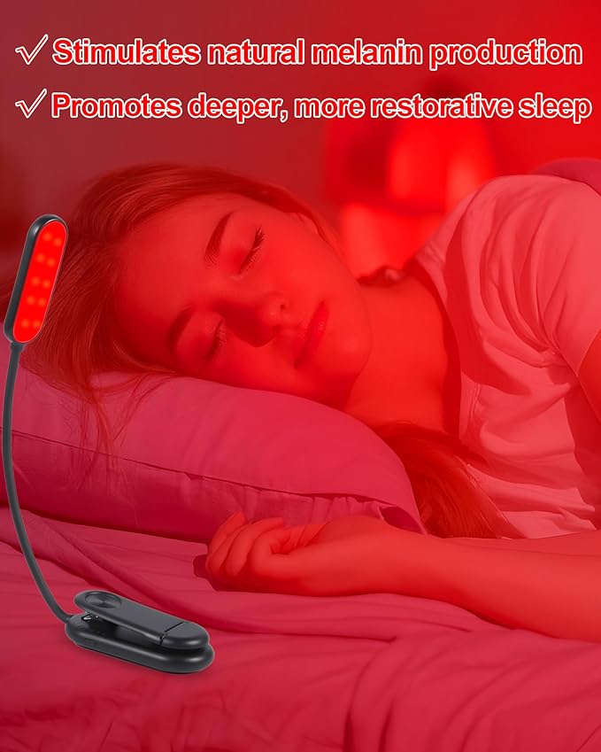 Finezeal 670nm Red Book Light [2 Pack] - Zero Blue Light, Rechargeable Clip On Red Reading Light Lamp for Reading at Night - Poratble Dimmable LED Book Lamp, Gift for Lovers Travel Studying Nursing