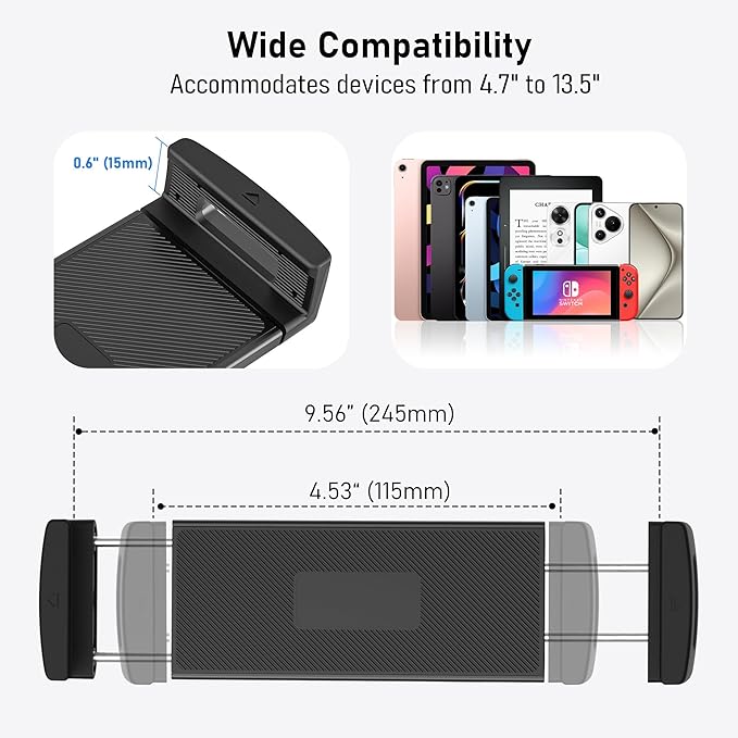 TeQable Tablet Stand for Desk, Gooseneck iPad Holder Clamp Mount, 360° Adjustable Arm Mount for iPad Pro/Air/Mini, Kindle Fire, Galaxy Tabs, 4.7"-13.5" Tablets, for Kitchen, Work, Video Call, Bed