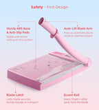 Firbon 12" Guillotine Paper Cutter, Heavy Duty 12-Sheet Capacity Trimmer for Cardstock, Photos, Scrapbooking, Office, Classroom, Studio (Pink)