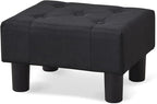BRIAN & DANY Small Foot Stool, Linen Foot Stools with Legs, Stable Small Footstool for Living Room, Black