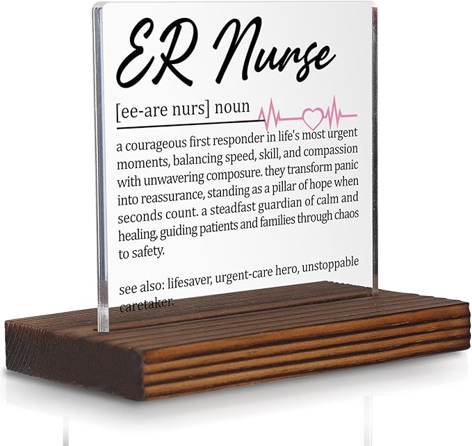 Emergency Nurse Gifts, Thank You Appreciation Gifts for ER Nurse Week Graduation Birthday Christmas Emergency Office Desk Decor Decorative Signs Plaque PA002