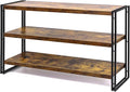 HCHQHS 3-Tier Rustic Wood and Metal Industrial Bookshelf for Home Office, Bedroom, Kitchen, Bathroom - 47in
