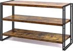 HCHQHS 3-Tier Rustic Wood and Metal Industrial Bookshelf for Home Office, Bedroom, Kitchen, Bathroom - 47in