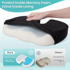 Office Chair Seat Cushion, Cooling Gel Enhanced Memory Foam Cushion for Long Sitting - Back, Sciatica, Coccyx, Tailbone Pain Relief Pillow - for Office, Gaming, Car, Wheelchair - Black, X-Large