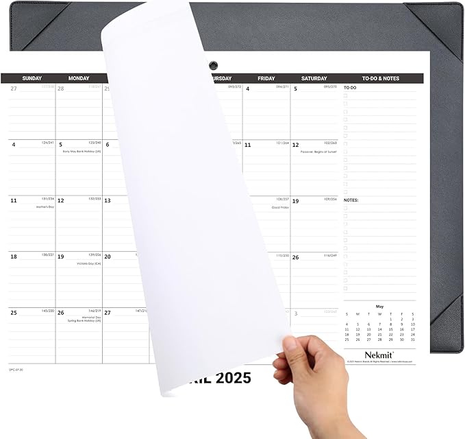 Nekmit Large Desk Calendar 2026 with Desk Protecting Pad, Runs from Jan 2026 - Jun 2027, Office Supplies 21" x 16 1/2" Desktop Calendar for Life Planning or Organizing