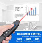 DINOSTRIKE USB-A and USB-C Presentation Clicker with Air Mouse Control, Rechargeable Wireless Presenter Remote PPT Pointer RF 2.4GZ PowerPoint Clicker Slide Advancer for Mac Computer Laptop