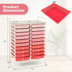 Happygrill 20-Drawer Organizer Cart Tools, Mobile Utility Storage Cart with Removable Drawers & Lockable Wheels, Rolling Storage Cart with wheels for Home Office School(Gradient Pink)