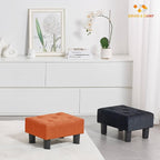BRIAN & DANY Small Foot Stool, Linen Foot Stools with Legs, Stable Small Footstool for Living Room, Orange