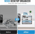 SHARKWOODS 5-Tier Wood Desk Organizer, Paper Tray Organizer for Desk with Adjustable Storage Shelves, Desktop File Organization Paper Sorter Mail Holder for Office Home Classroom, White