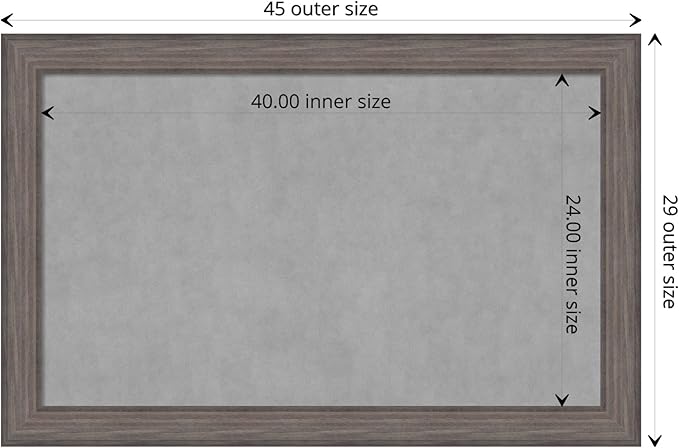 Amanti Art Grey Framed Magnetic Board 29x45 Large Vision Board for use with Magnets, 100% Metal Sheet to Display Items as Office Decor or for Home Organization in mudroom, Kitchen or Kids Room
