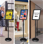 INNOVSIGN 6Pack Adjustable Pedestal Sign Holder - 11''x17'', Floor Standing Poster Stand for Vertical/Horizontal View, Outdoor/Indoor Sign Holders (Black, Round)
