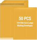 50 Pcs 14'' x 18'' Extra Large Mailing Envelopes 32lb with Gummed Flaps, Catalog Jumbo Craft Envelopes for Mailing, Storage and Organizing Documents Office Supplies(Yellow)