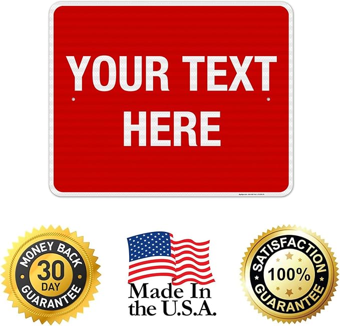Personalized Custom Red Background Customize for Office, Business, Workplace, Home, Airbnb, Delivery Sign, 24x30 Inches, 3M EGP Reflective .080 Aluminum, Fade Resistant, Made in USA by Sigo Signs