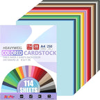 OcePor 114 Sheets Colored Cardstock 38 Colors, 8.5x11 Color Cardstock Bulk, 250gsm/92lb Assorted Colors Construction Paper for Printing, Card Making, Die Cutting, Crafts, Scrapbooking, Party