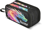 BOENLE Custom Lightning Dragon Watercolor Pencil Case Box Boys Girls Personalized Name Large Pencil Pouch Stationery Pen Bag Organizer for Kids Adults School Office