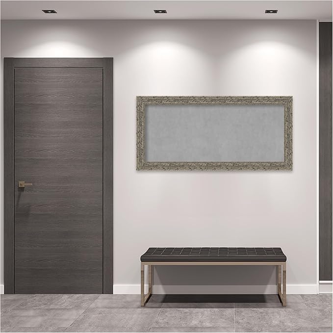 Amanti Art Silver Framed Magnetic Board 25x53 Oversize Vision Board for use with Magnets, 100% Metal Sheet to Display Items as Office Decor or for Home Organization in mudroom, Kitchen or Kids Room