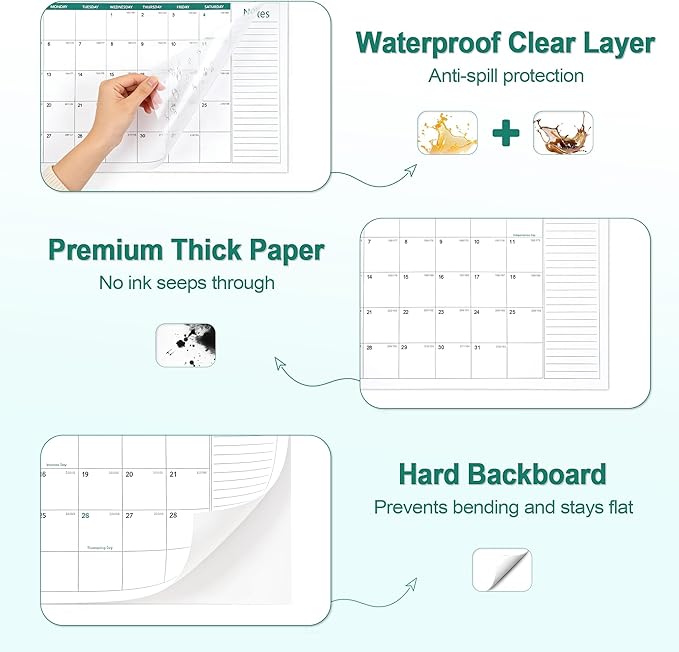 ANYZONE Desk Calendar 2026-2027, 18 Months Calendar from Jan. 2026 to Jun. 2027, 14.5" x 11.5" Desktop/Wall Monthly Calendar with Large Squares, Notes Section for Home, School, Office