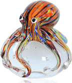 EUSTUMA Hand Blown Glass Octopus Figurine Ornament,Sea Animal Ornament for Fish Tank Aquarium,Sea Animals Collection for Birthday Gift,Glass Office Paperweight for Desk.