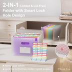 ThinkTex Accordion File Organizer, 12 - Pocket Expanding File Folders for Paper Receipts, Bills&Taxes Organizer, Letter/A4 Size Document Holder for School, Office, Home with Colorful tabs-Purple