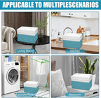 Bagnizer Large 22 Quart Linen Fabric Foldable Storage Bin Cube Organizer Basket with Flip-Top Lid & Handles, Clothes Blanket Box for Home, Office, Closet, Teal & White, 4 Pack 14.6 x 9.5 x 9.5
