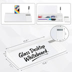 Glass Desktop Whiteboard with Calculator & Storage, Desk Dry Erase Note Memo Board, Compact Desk Organizer for Desk, Office, School Supplies, White, 2026