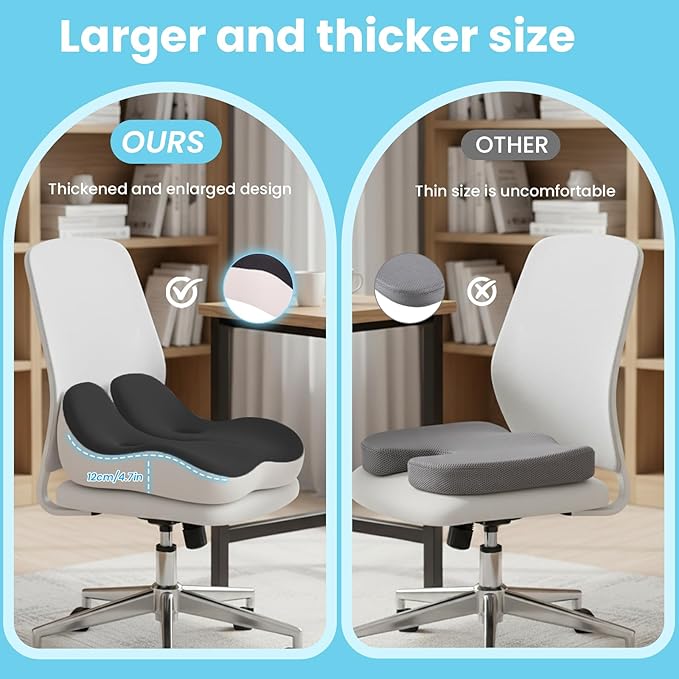 OVRST Seat Cushion,Office Chair Memory Cushion, Ergonomic Design, Relieve Sciatica and Long-Term Sitting Pain, Suitable for desks, car Seats, Games, wheelchairs