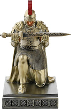 CYXStar Roman Praetorian Prefect Warrior Knight Pen Holder Desk Ornament Resin Praetorian Guard Mobile Phone Stand Desk Accessories and Organizer for Office with a Letter Opener (Bronze)